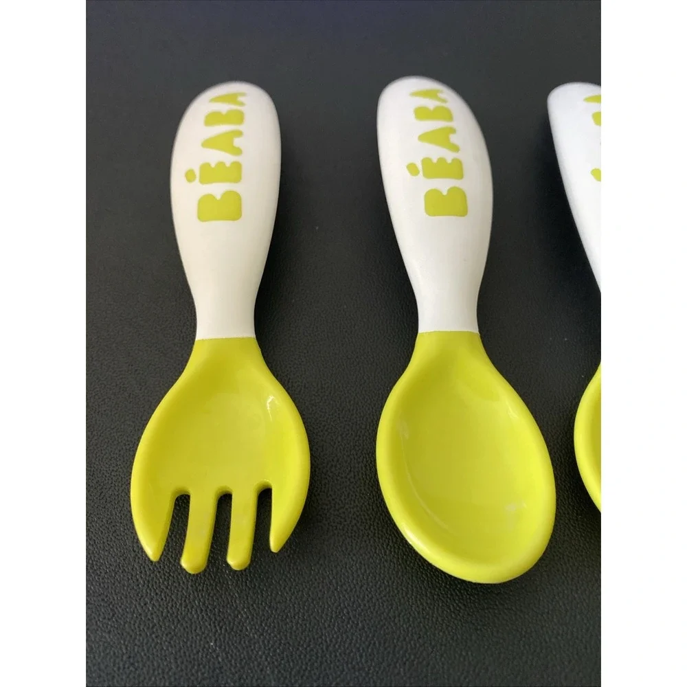 Beaba Baby 2nd Stage Ergonomic‎ Baby Cutlery, Set of 4 (2 Spoons + 2 Forks)
